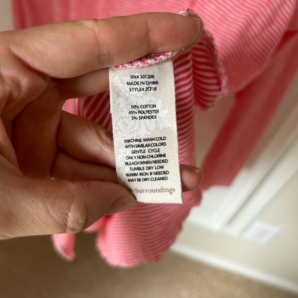 Soft Surroundings Colette Tee Striped Peach Pink Long Sleeve Medium Tiered M - Picture 8 of 8